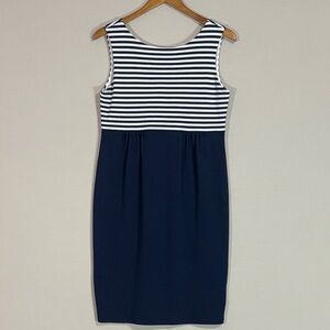 Weekend Max Mara Navy White Stripe Sleeveless Knit Dress M Chic